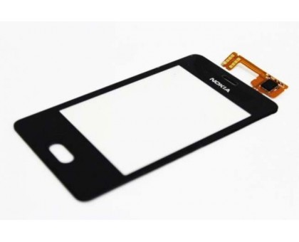 Тачскрин (сенсор) для Nokia 501 Asha, чёрный, оригинал (Китай) big ic(5mm)/ small ic(4mm)